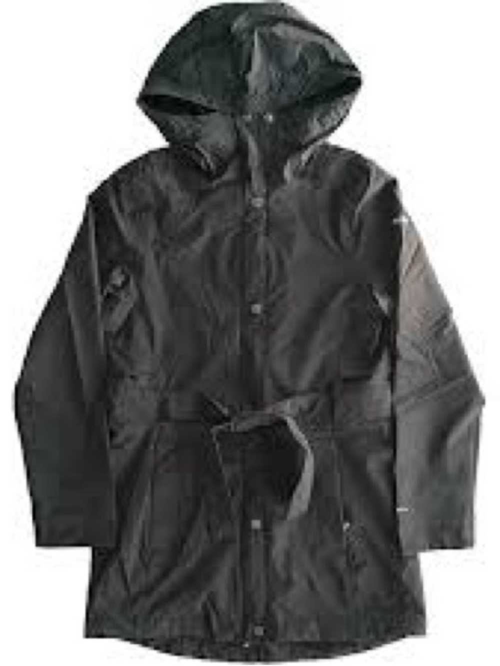 NWT Columbia Black Hooded Raincoat with Belt XS